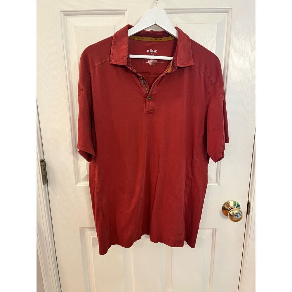 Kuhl Mens Rust Organic Cotton Polo Shirt sz L EUC